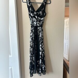 Elegant Black and White Floral Dress